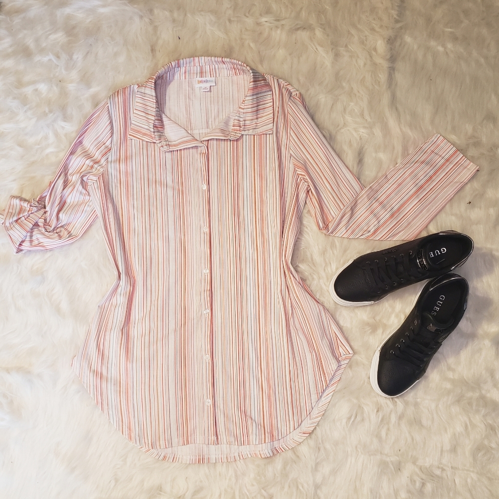 LuLaRoe button down stripes sz M